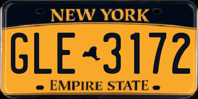 NY license plate GLE3172