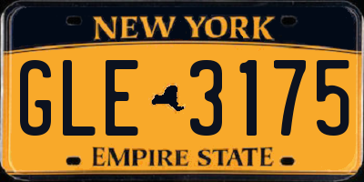 NY license plate GLE3175