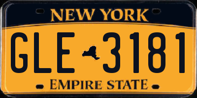 NY license plate GLE3181