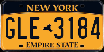 NY license plate GLE3184