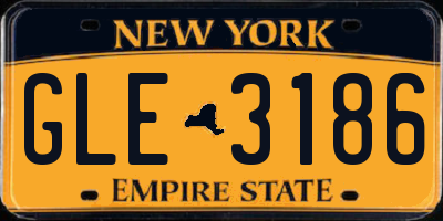 NY license plate GLE3186