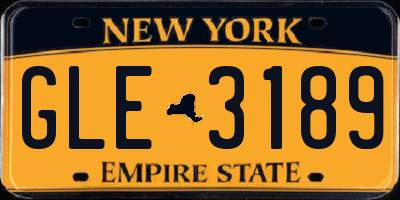 NY license plate GLE3189