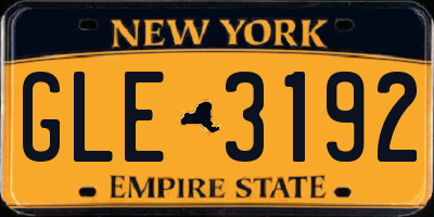 NY license plate GLE3192