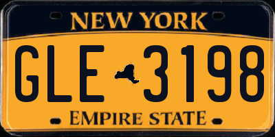 NY license plate GLE3198