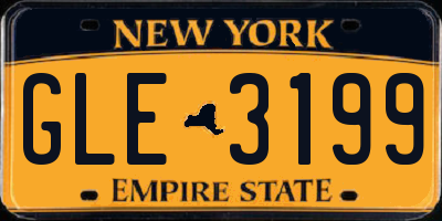 NY license plate GLE3199