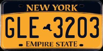 NY license plate GLE3203