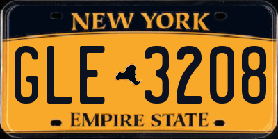 NY license plate GLE3208