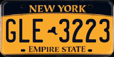NY license plate GLE3223