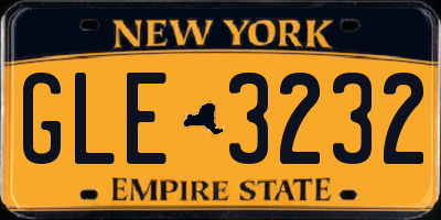 NY license plate GLE3232