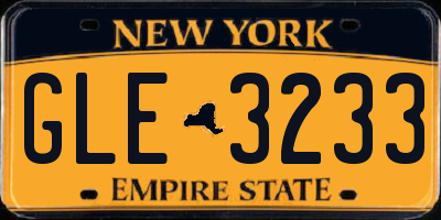 NY license plate GLE3233