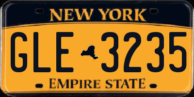 NY license plate GLE3235