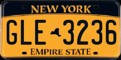 NY license plate GLE3236