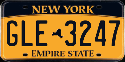 NY license plate GLE3247