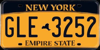 NY license plate GLE3252