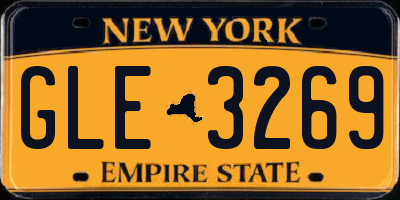 NY license plate GLE3269