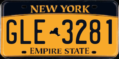 NY license plate GLE3281