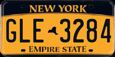 NY license plate GLE3284