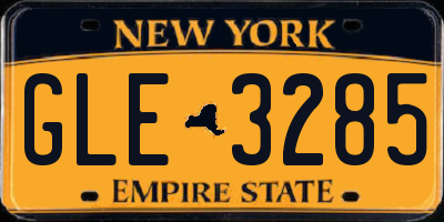 NY license plate GLE3285