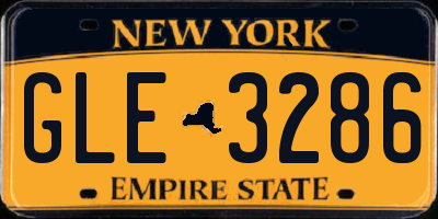 NY license plate GLE3286