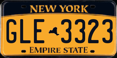 NY license plate GLE3323