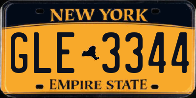 NY license plate GLE3344