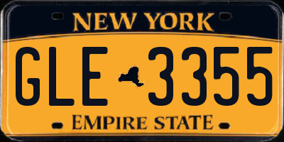 NY license plate GLE3355