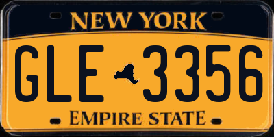 NY license plate GLE3356