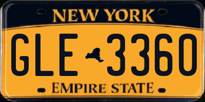 NY license plate GLE3360