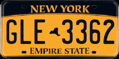 NY license plate GLE3362