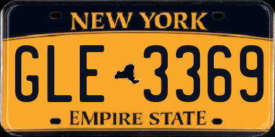 NY license plate GLE3369