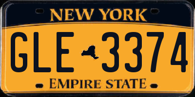 NY license plate GLE3374