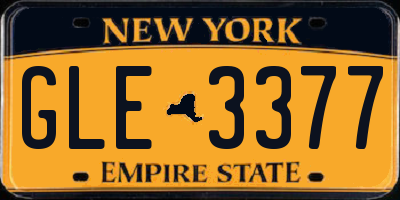 NY license plate GLE3377