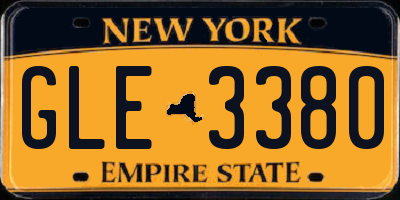 NY license plate GLE3380