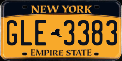 NY license plate GLE3383