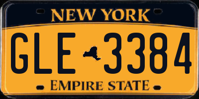 NY license plate GLE3384