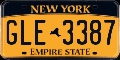 NY license plate GLE3387