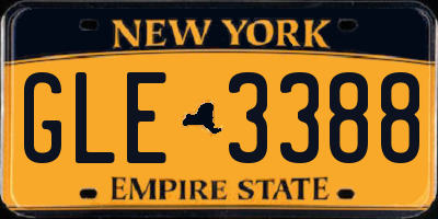 NY license plate GLE3388