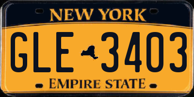 NY license plate GLE3403