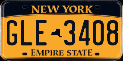 NY license plate GLE3408