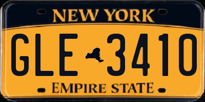 NY license plate GLE3410