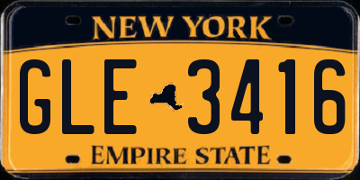 NY license plate GLE3416