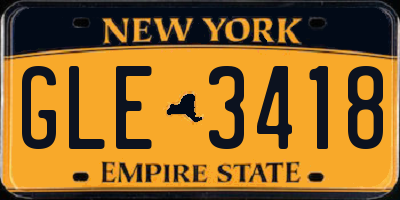 NY license plate GLE3418