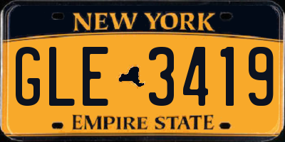 NY license plate GLE3419