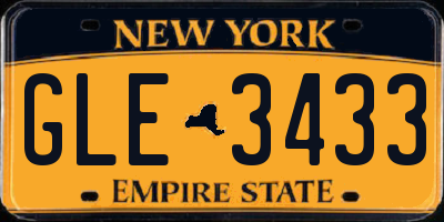 NY license plate GLE3433
