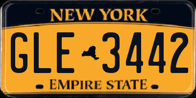 NY license plate GLE3442