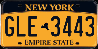 NY license plate GLE3443