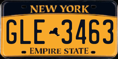 NY license plate GLE3463