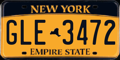 NY license plate GLE3472