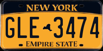 NY license plate GLE3474