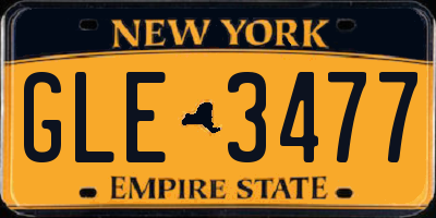 NY license plate GLE3477